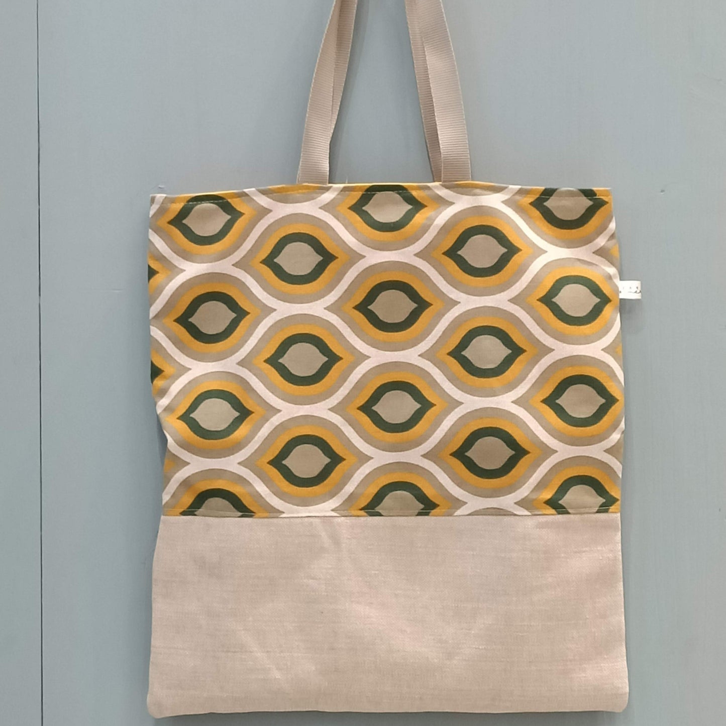 Tote Bag geometrica verde gialla