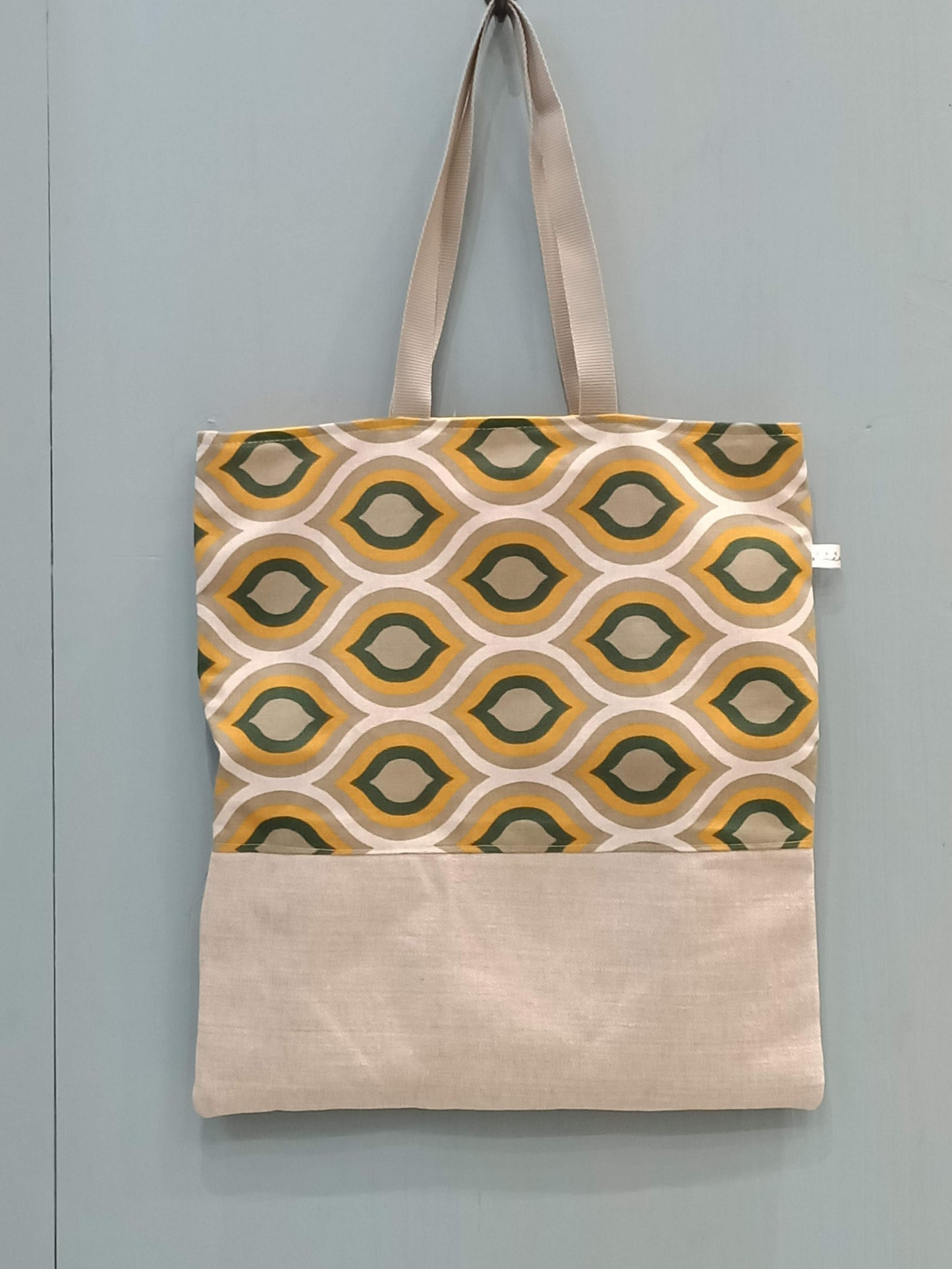 Tote Bag geometrica verde gialla