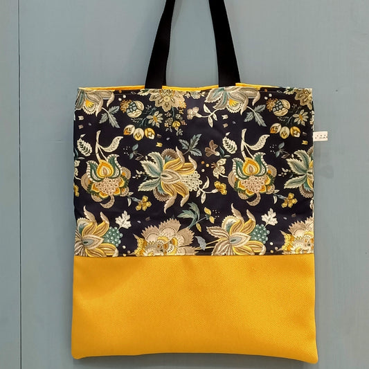 Tote Bag floreale nera e gialla