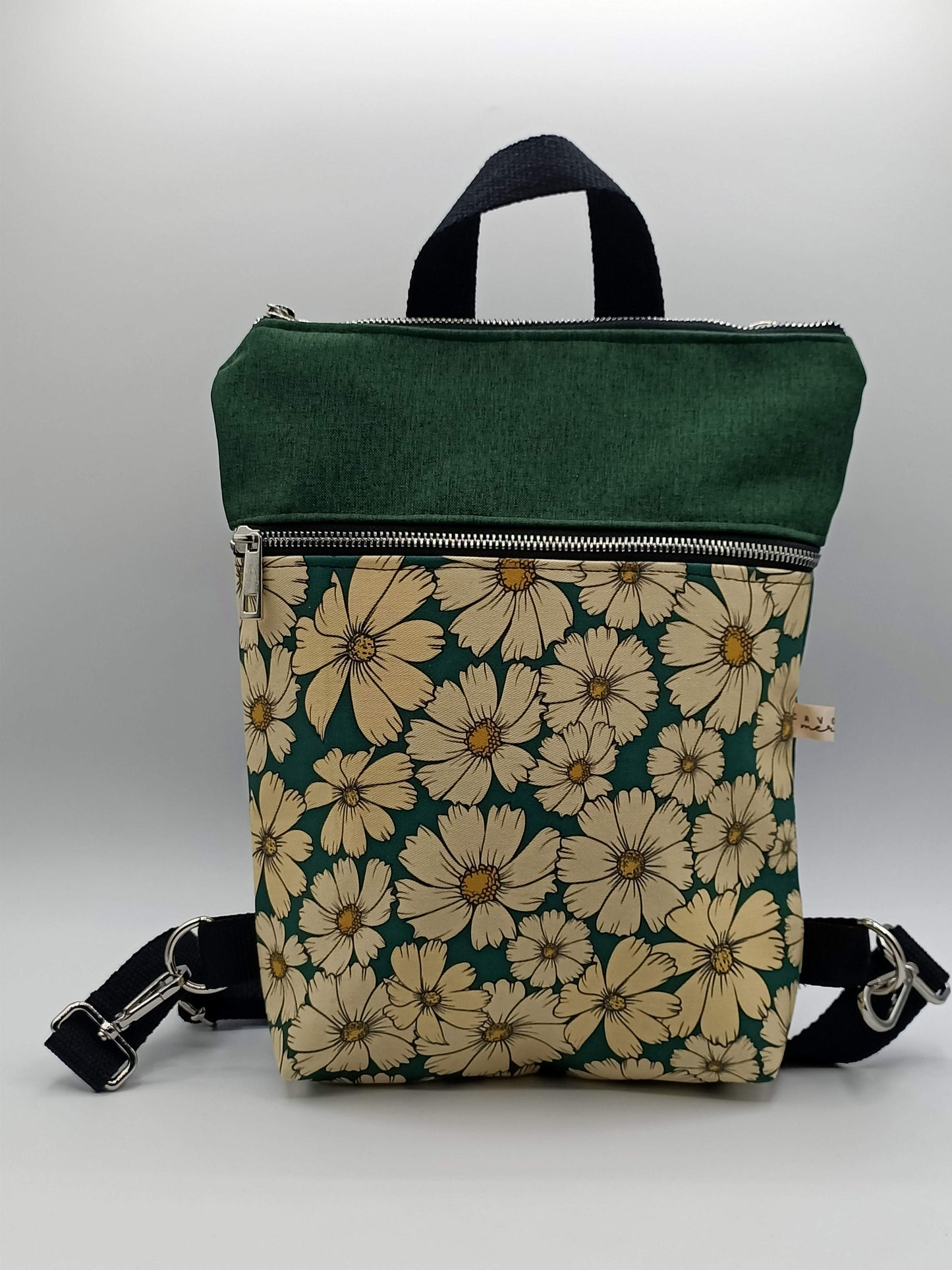 Borsa Zaino Naomi margherite verde