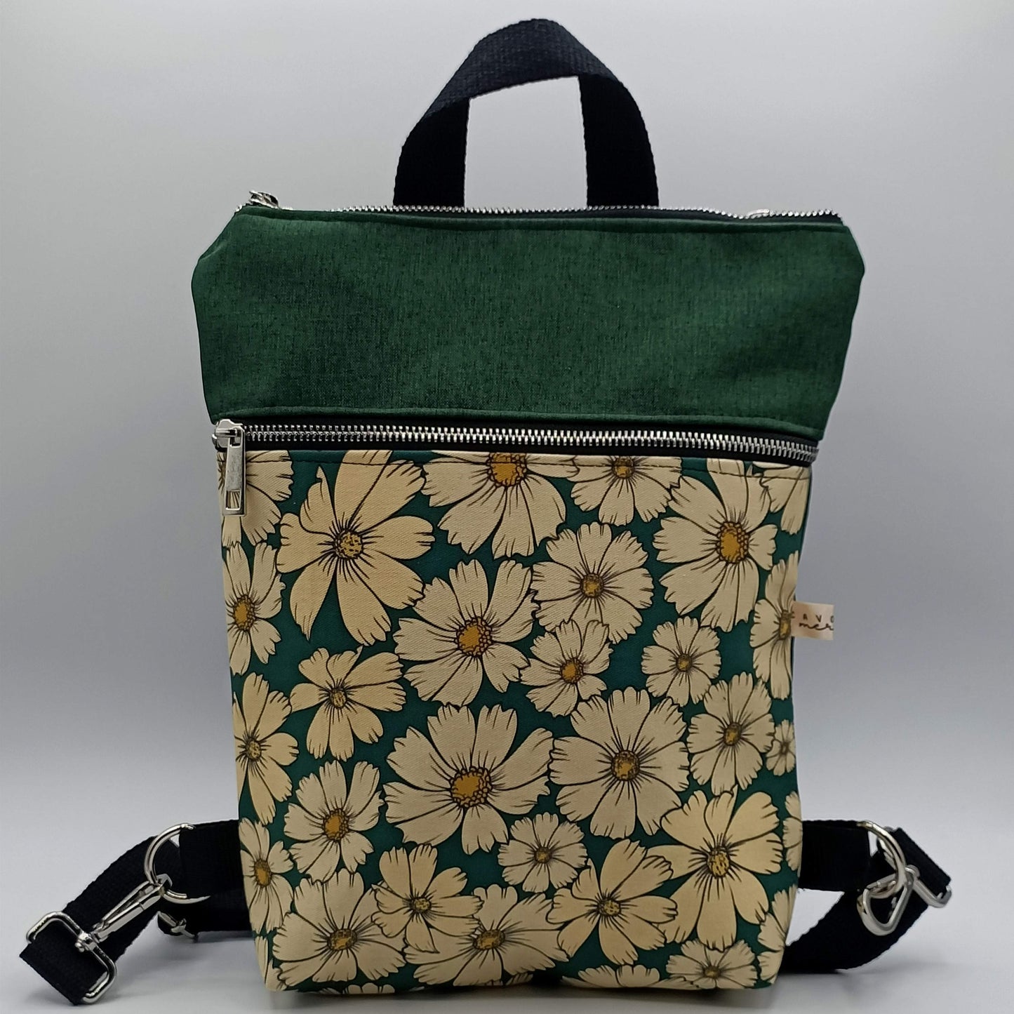 Borsa Zaino Naomi margherite verde