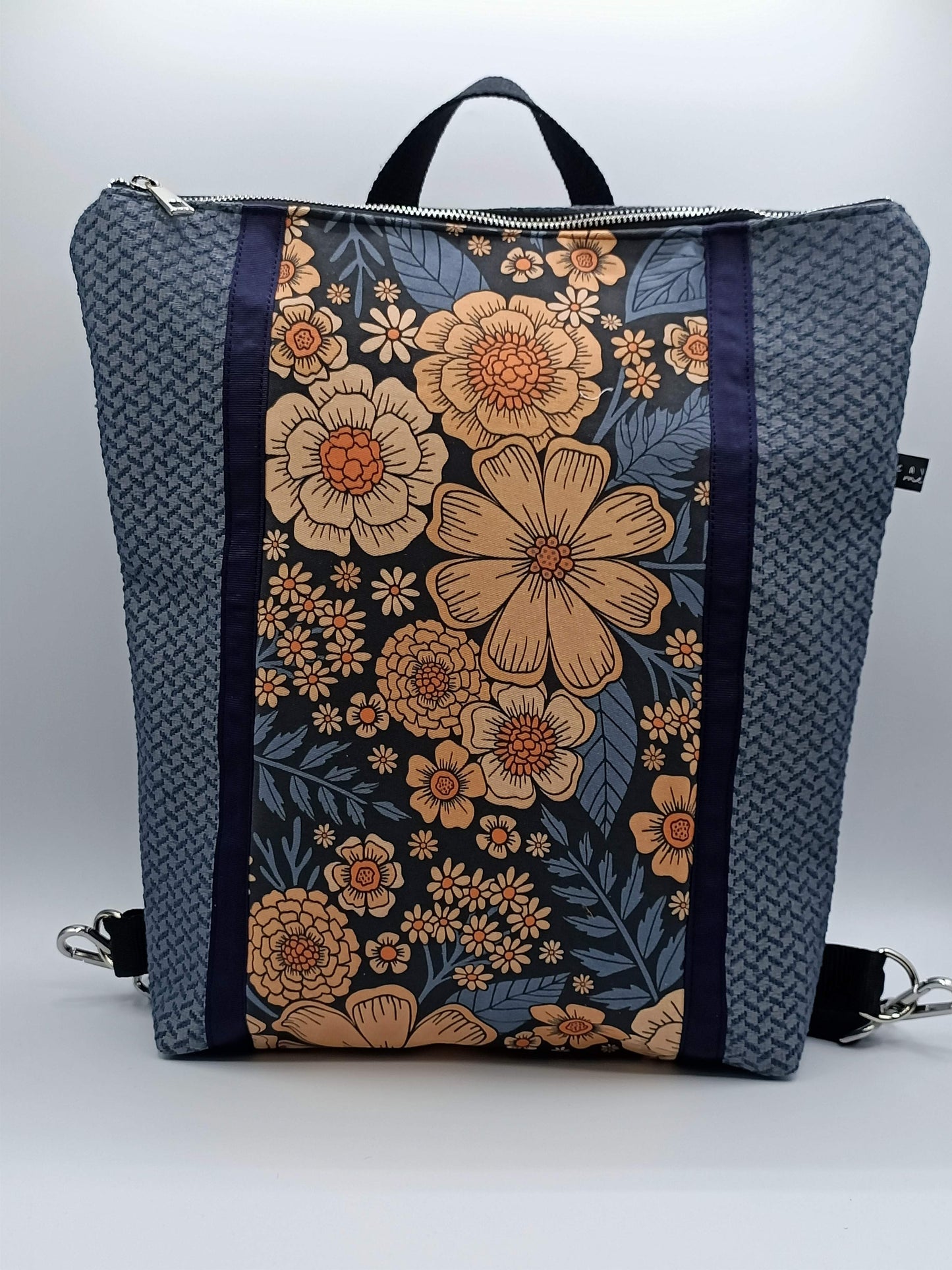 Borsa zaino Zena fiori gialli e blu