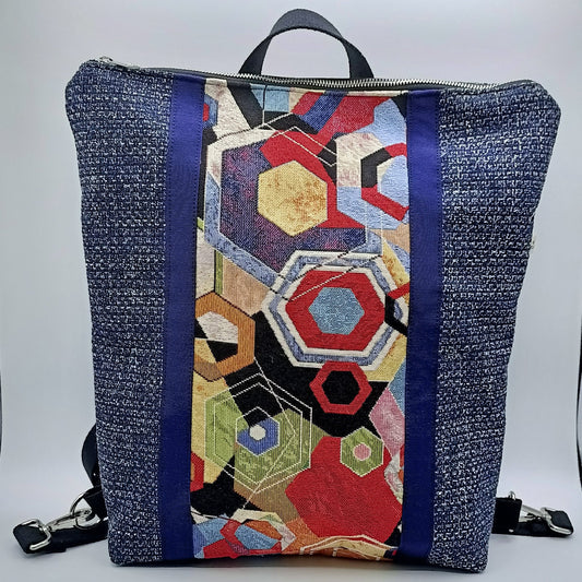 Borsa zaino Zena geometrico blu