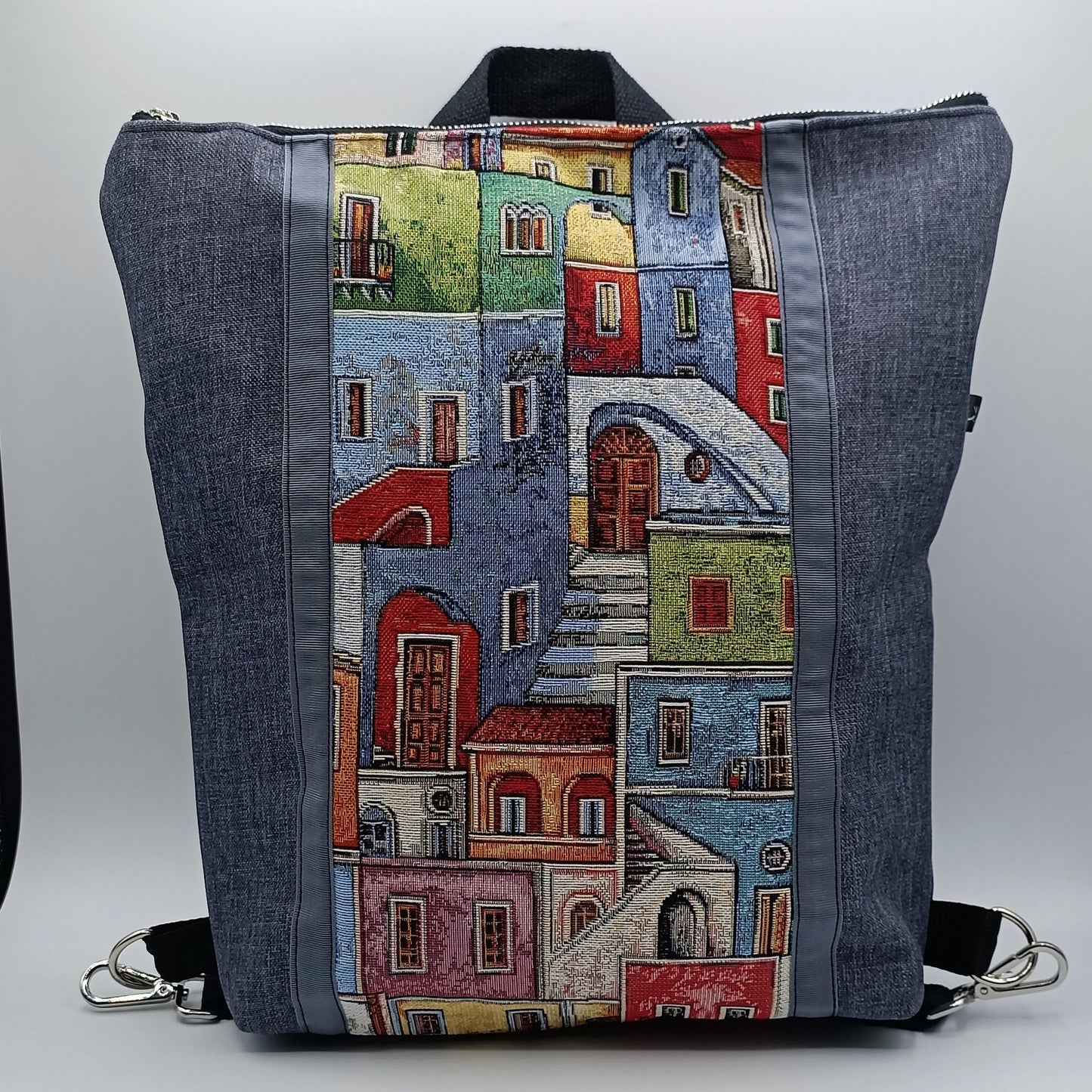 Orangefarbene Zena-Rucksacktasche mit Mosaikmuster