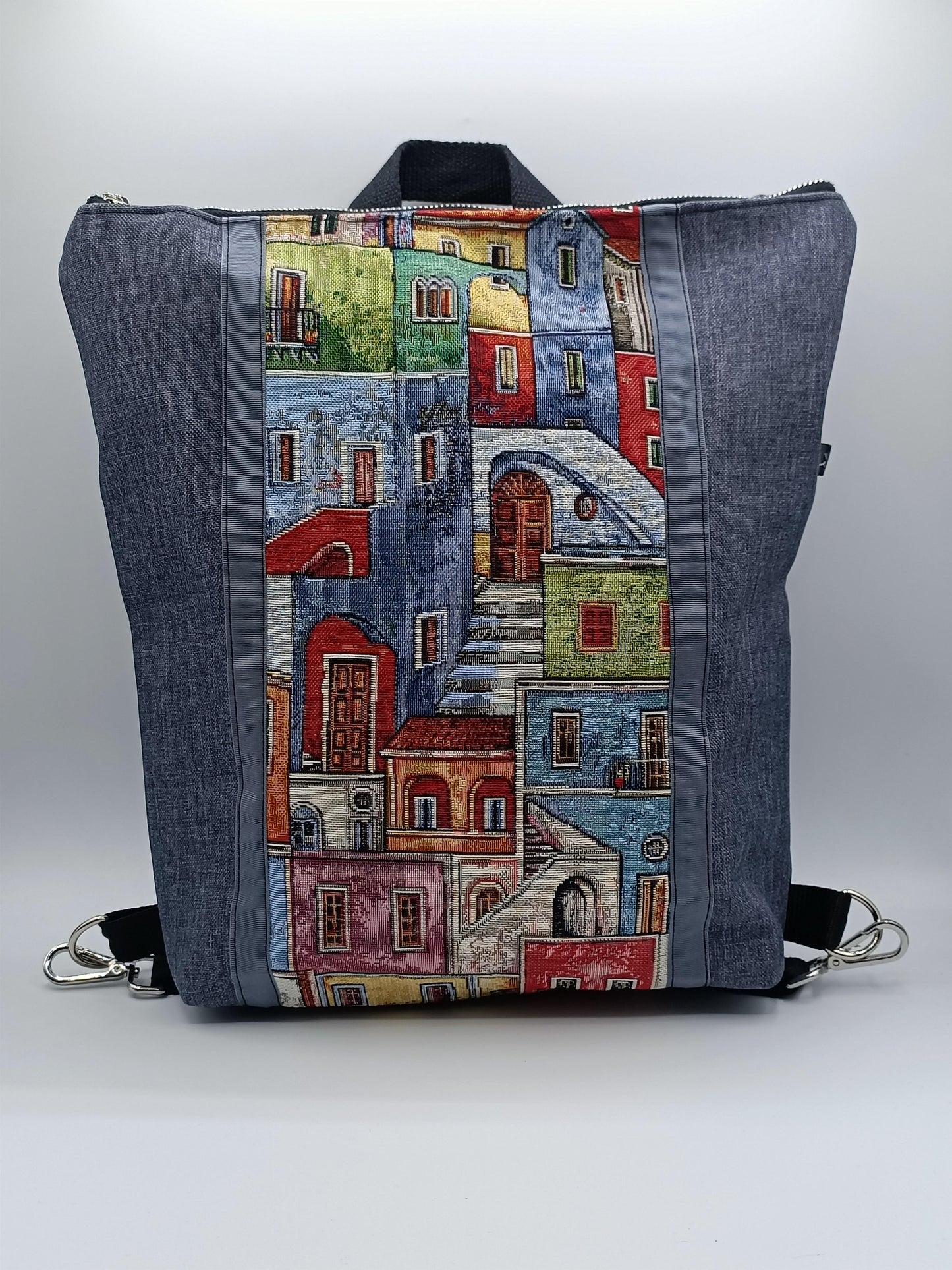 Orangefarbene Zena-Rucksacktasche mit Mosaikmuster