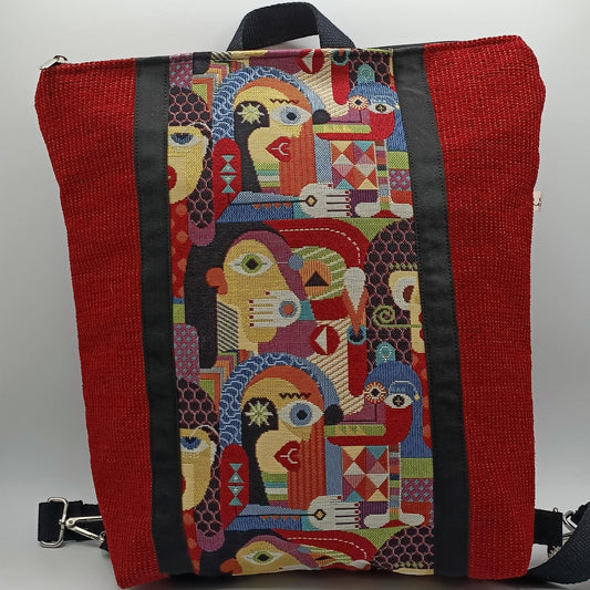 Orangefarbene Zena-Rucksacktasche mit Mosaikmuster