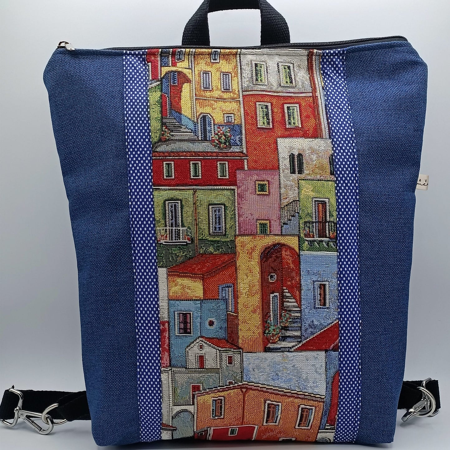 Orangefarbene Zena-Rucksacktasche mit Mosaikmuster