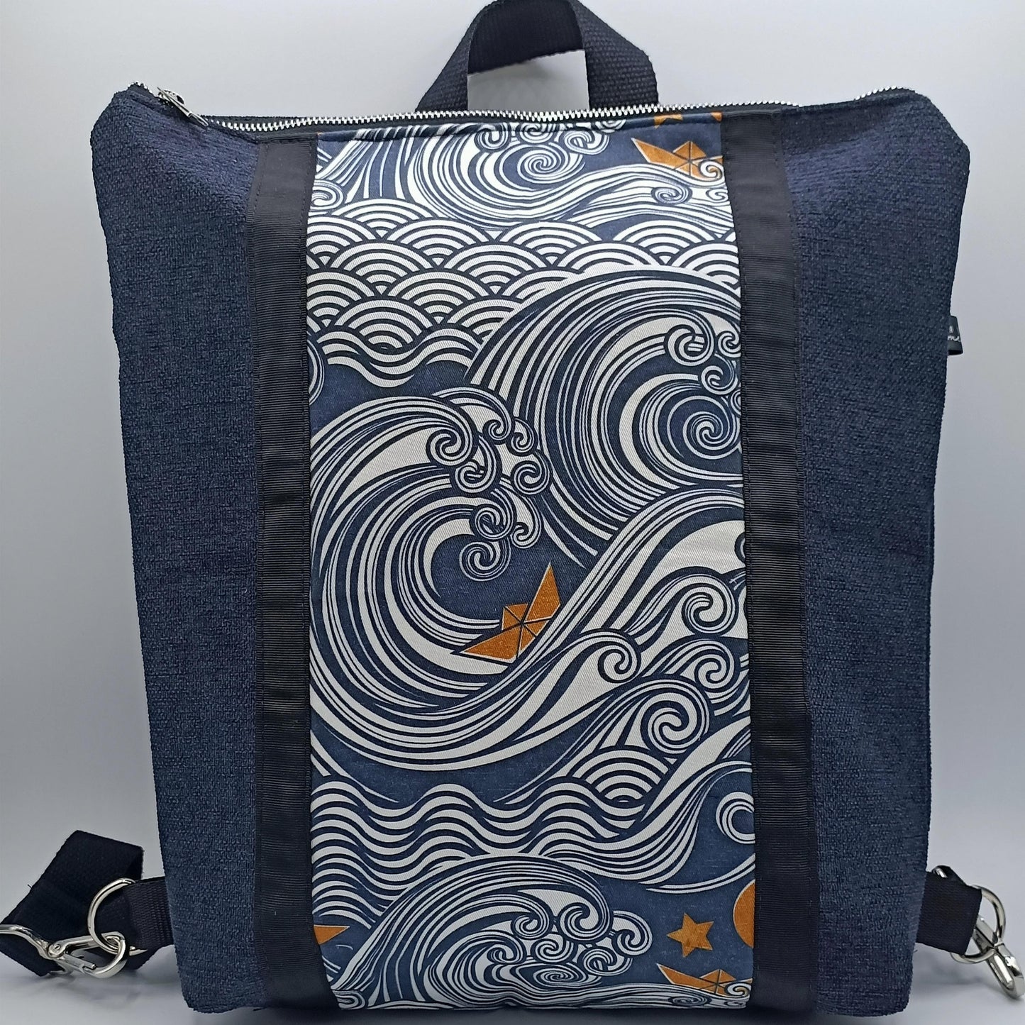 Orangefarbene Zena-Rucksacktasche mit Mosaikmuster