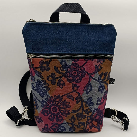 Borsa Zaino Naomi Fiori blu