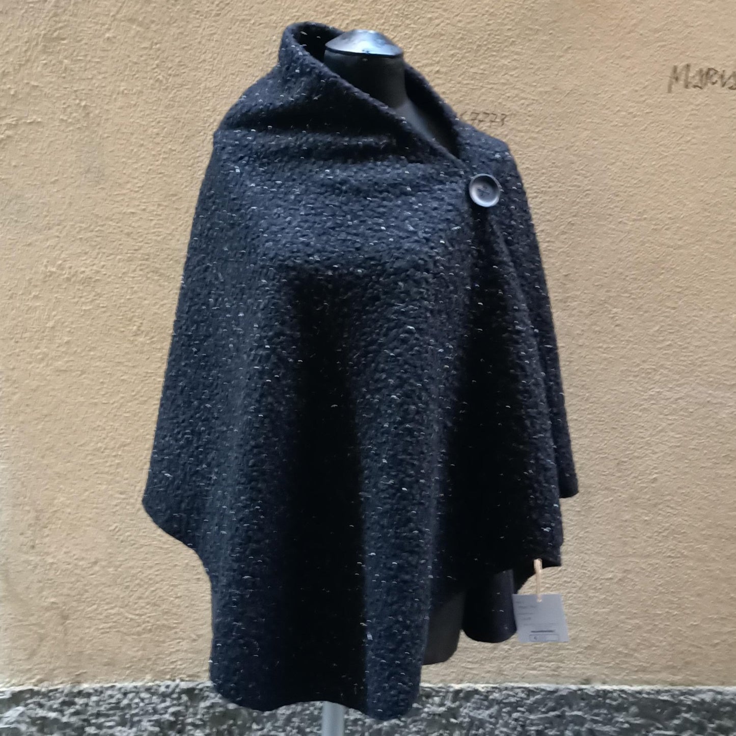 Black wool poncho