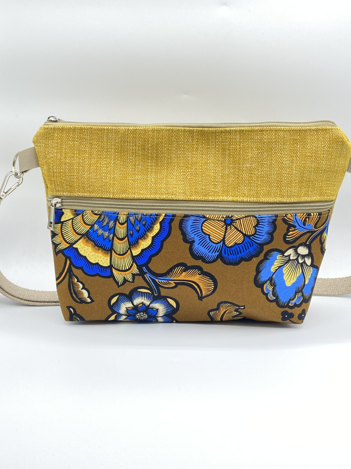 Tracolla Lizzie Maxi senape floreale - Cavoli a Merenda