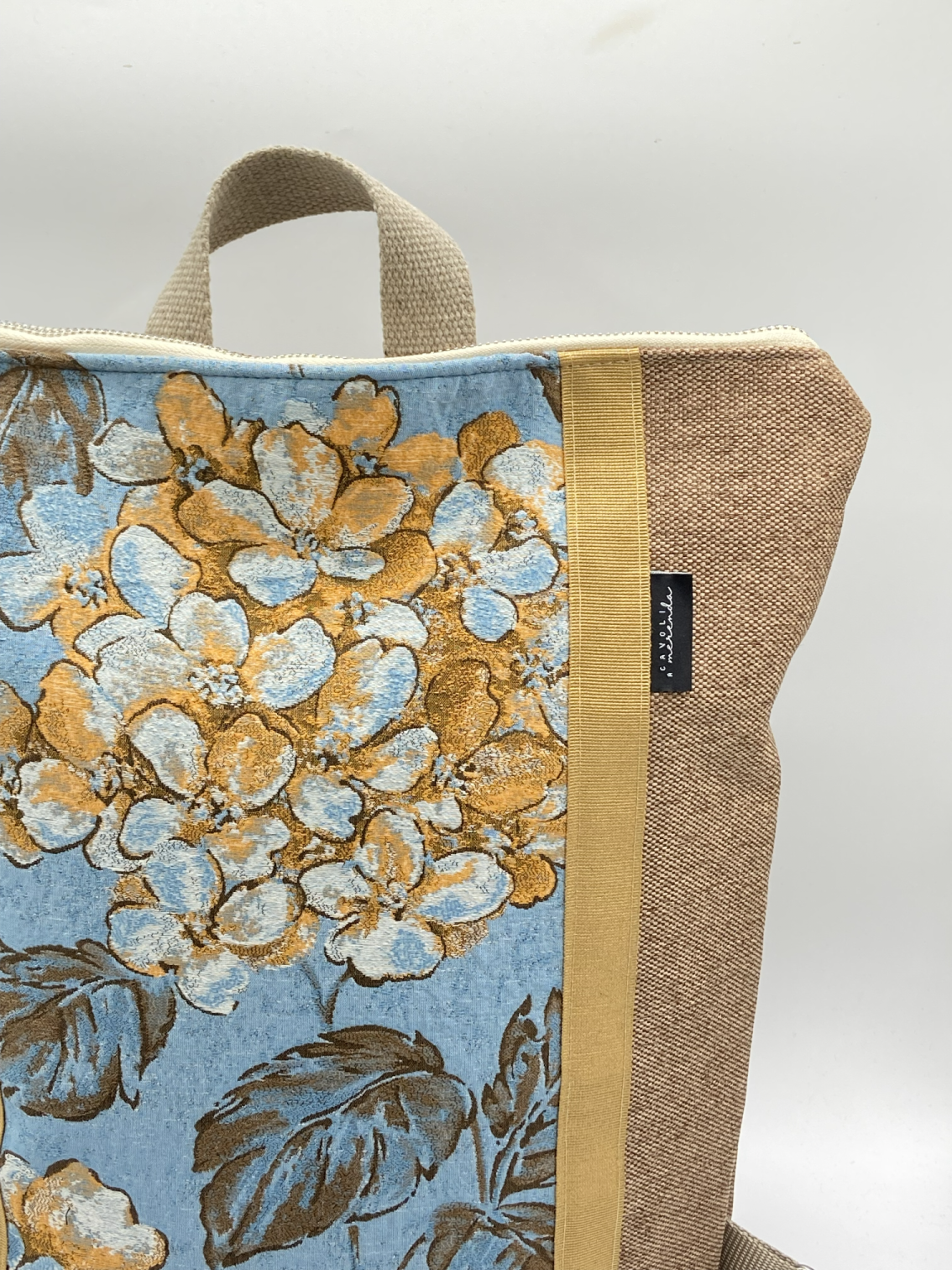 Borsa zaino Zena ortensie beige - Cavoli a Merenda