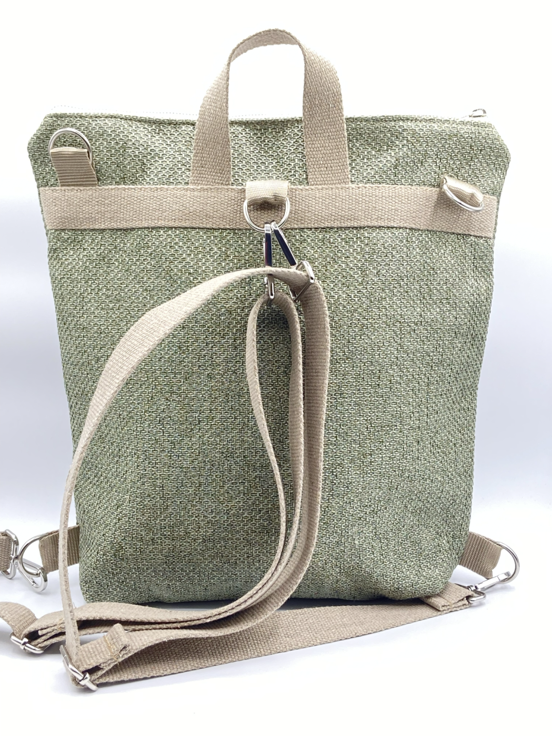 Borsa zaino Zena fiori primaverili verde lilla - Cavoli a Merenda