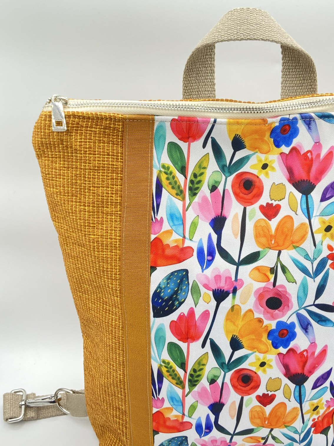 Borsa zaino Zena floreale senape - Cavoli a Merenda