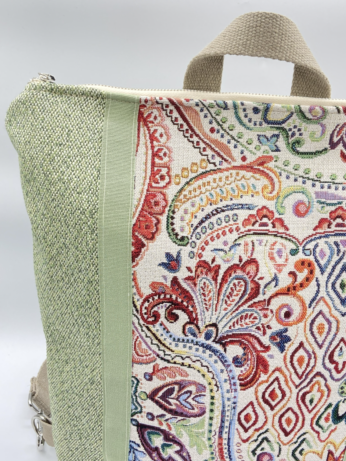 Borsa zaino Zena paisley verde - Cavoli a Merenda
