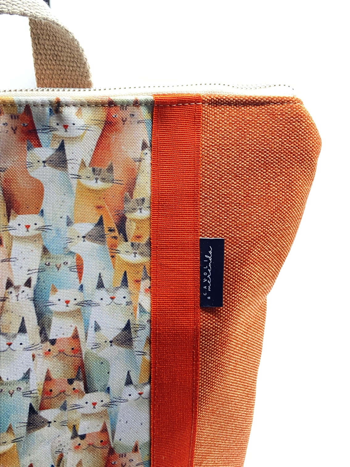 Borsa zaino Zena gatti tessuto arancione - Cavoli a Merenda