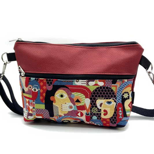 Tracolla Lizzie Maxi similpelle rossa visi di donna