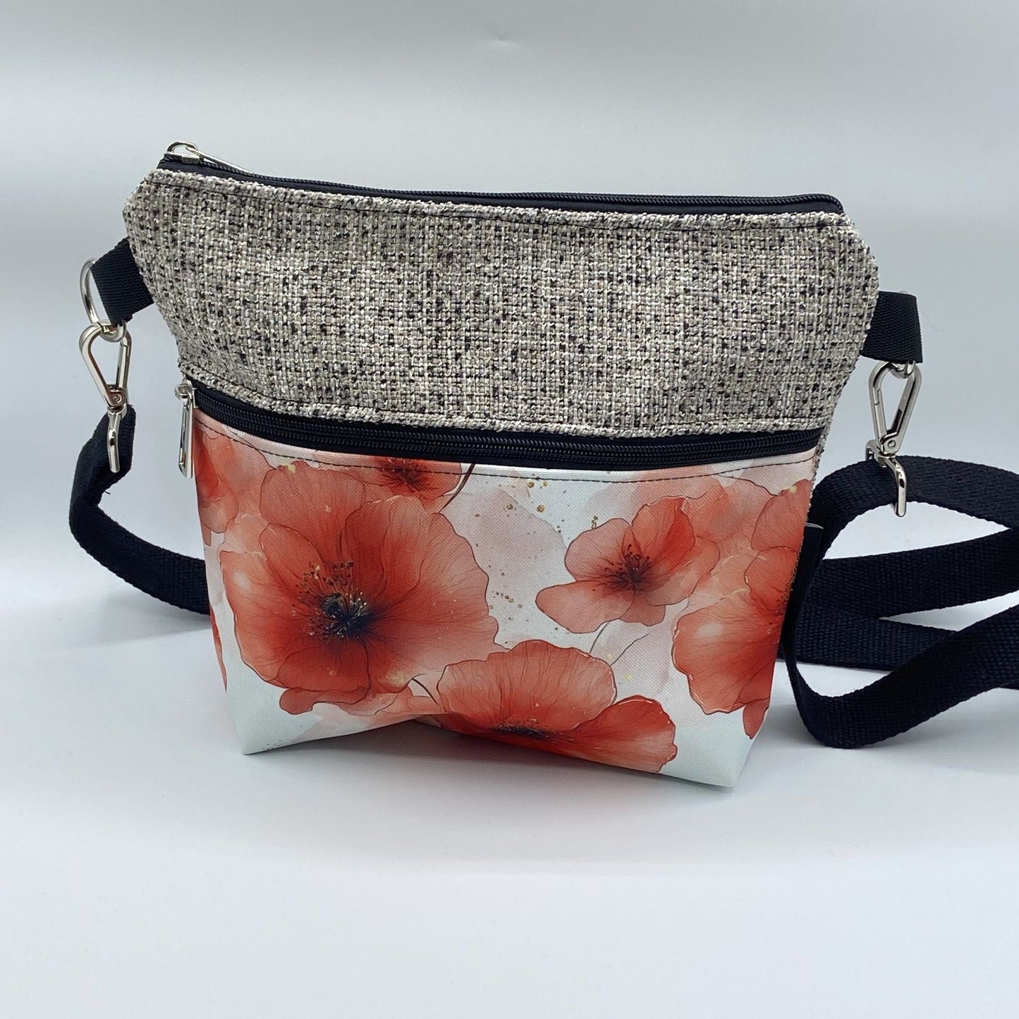 Tracolla Lizzie beige papaveri