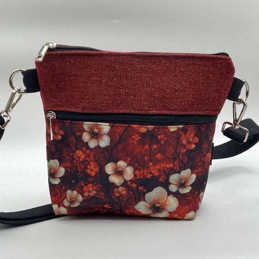 Tracolla Lizzie bordeaux fiori invernali