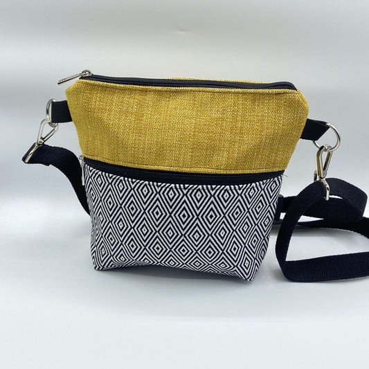 Tracolla Lizzie farfalle tessuto Sardo nero e giallo