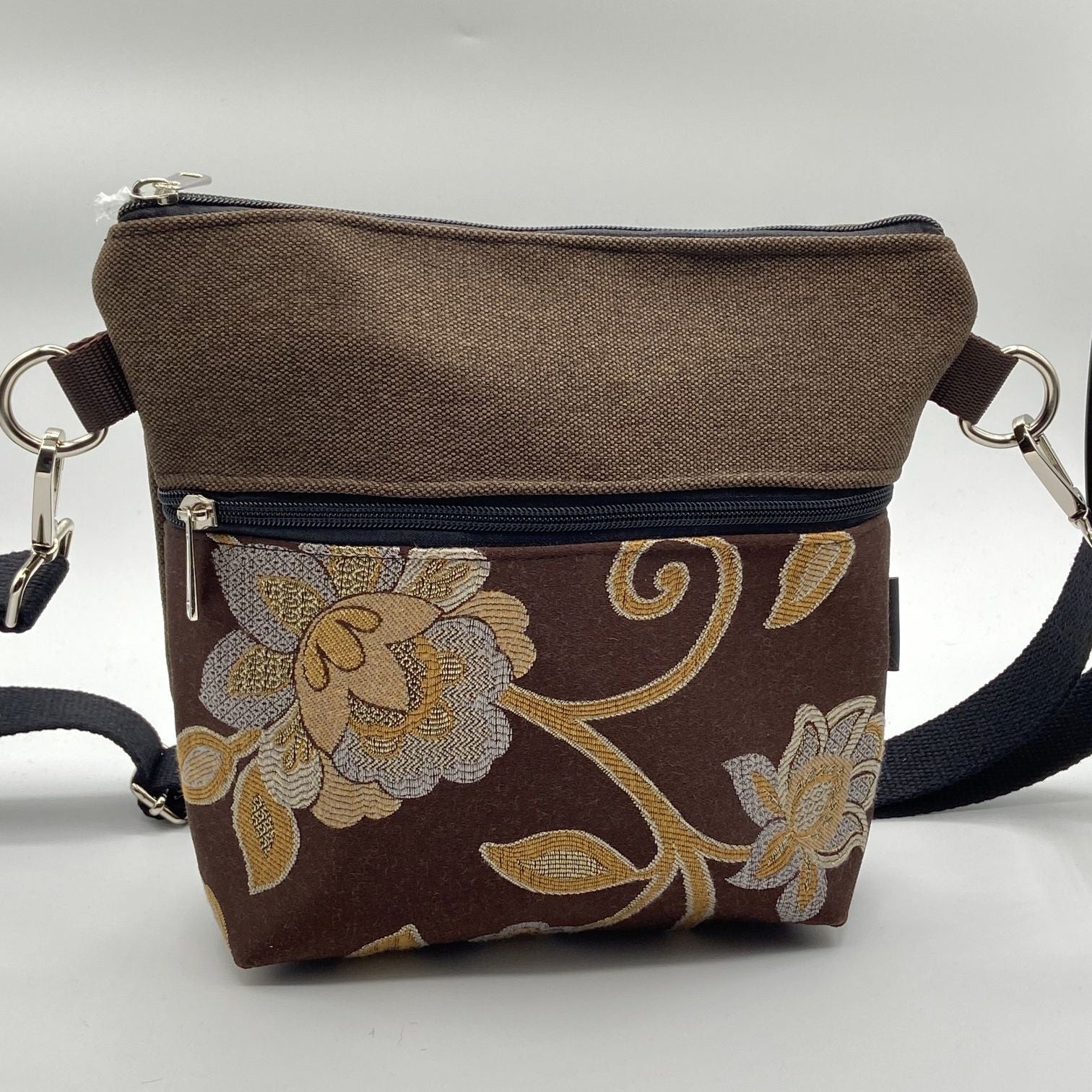 Tracolla Lizzie marrone fiori