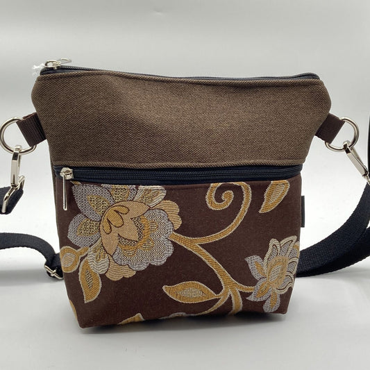 Tracolla Lizzie marrone fiori