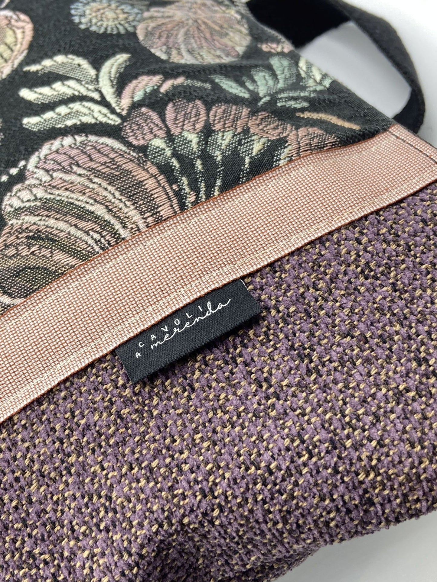 Borsa zaino Zena viola fiori vintage