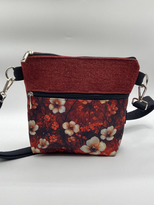 Tracolla Lizzie bordeaux fiori invernali