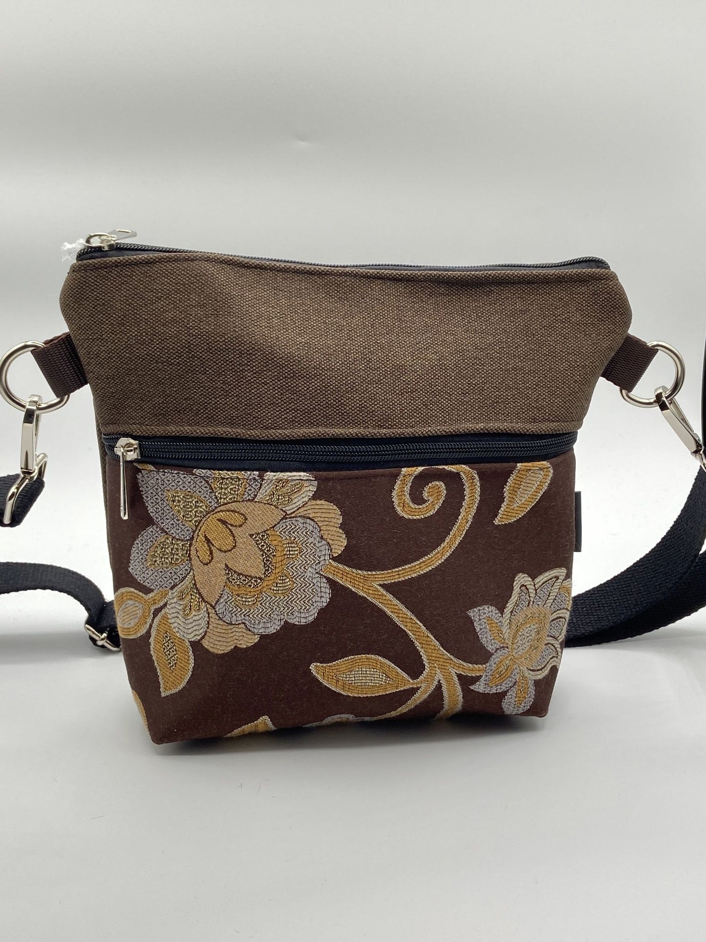 Tracolla Lizzie marrone fiori