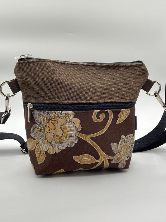 Tracolla Lizzie marrone fiori