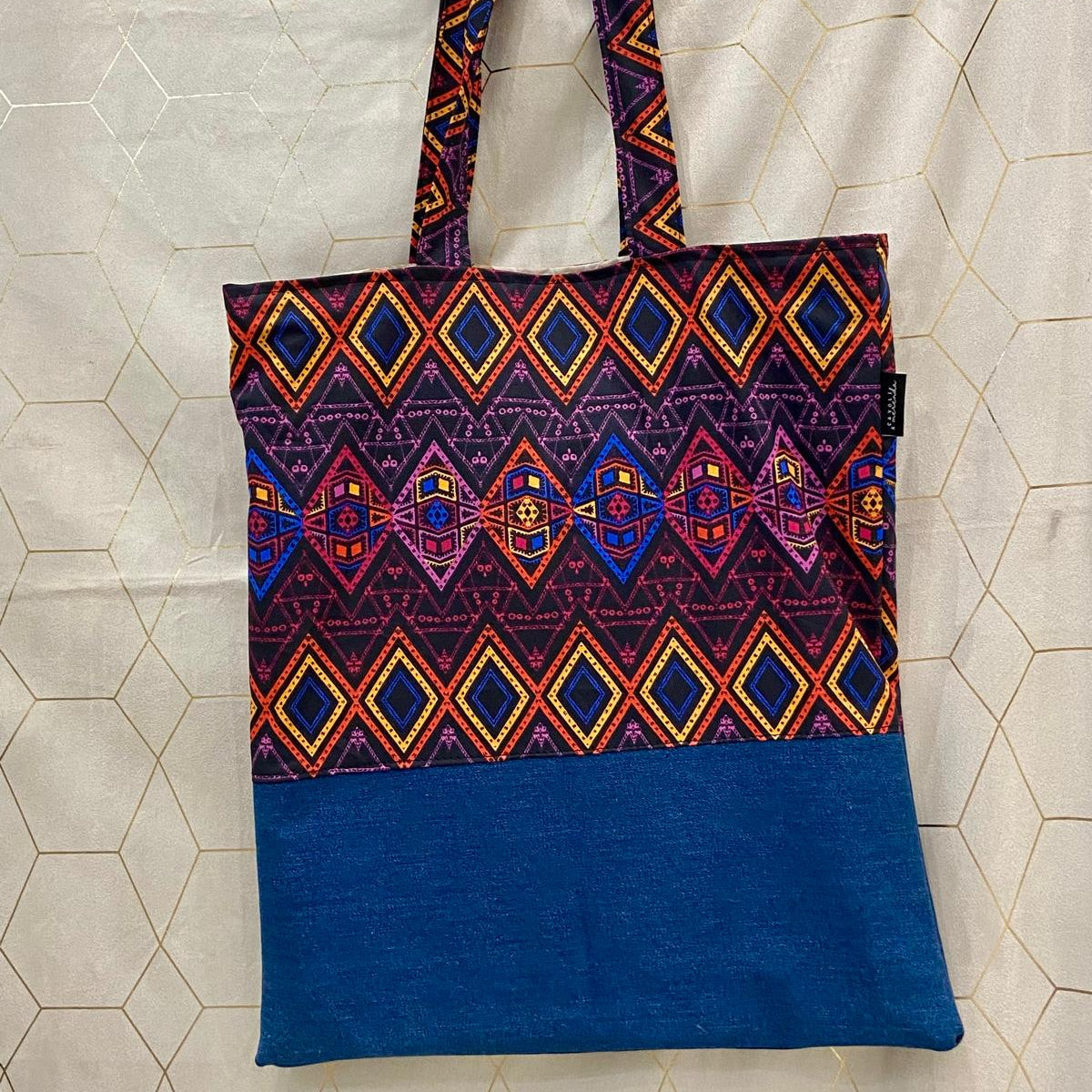 Tote Bag blu rombi
