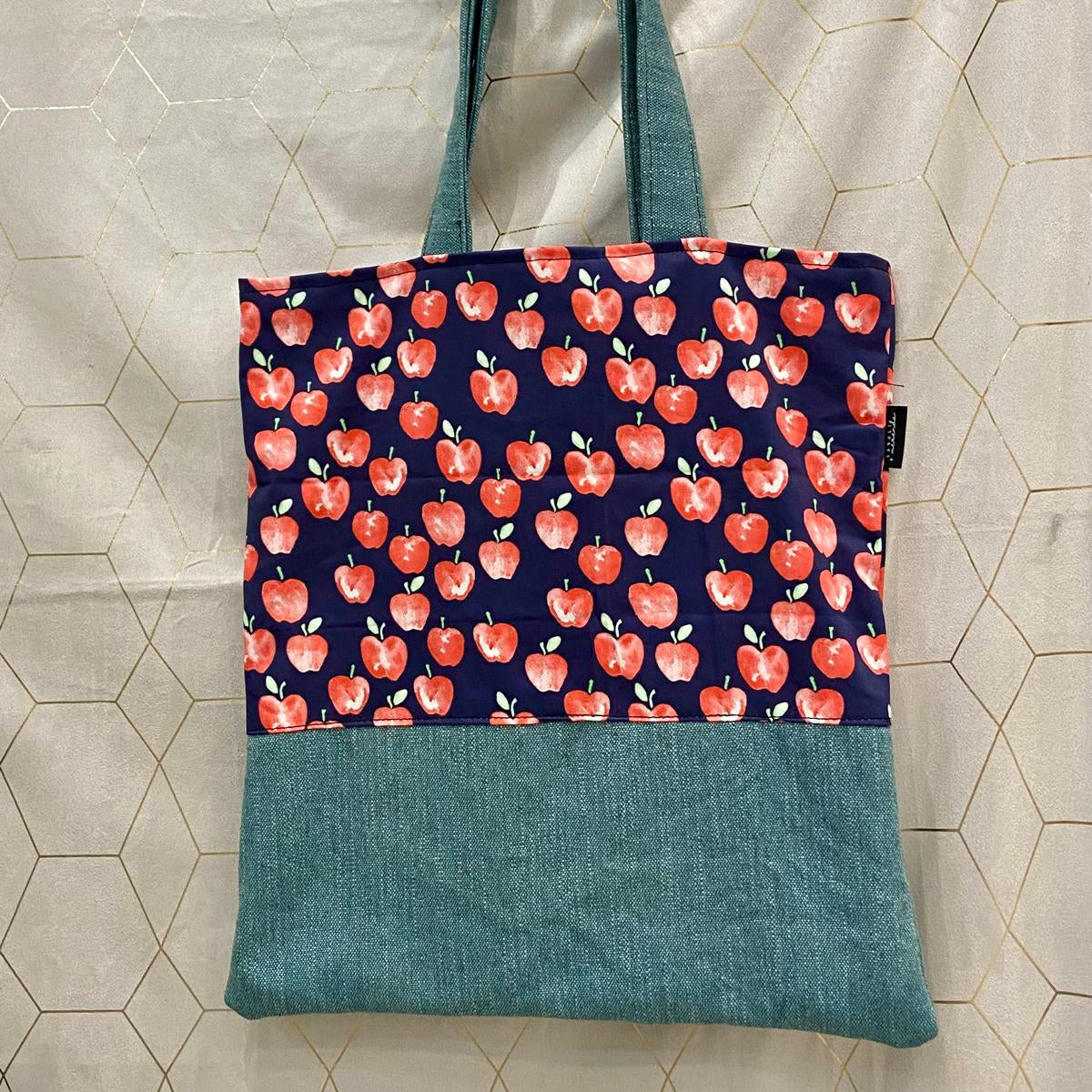Tote Bag verde mele rosse
