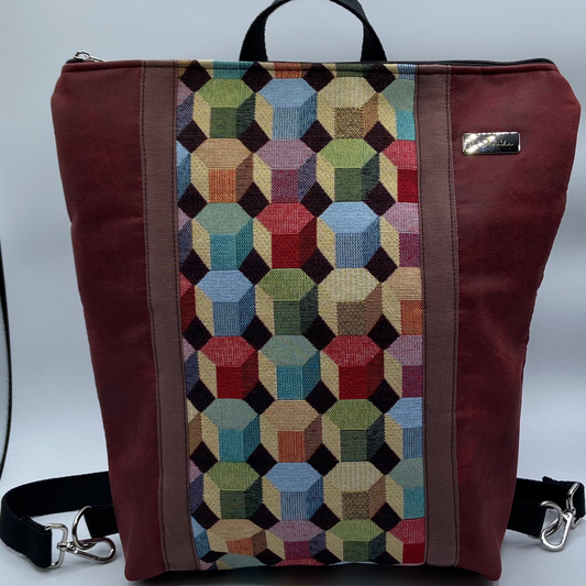 Borsa zaino Zena similpelle bordeaux